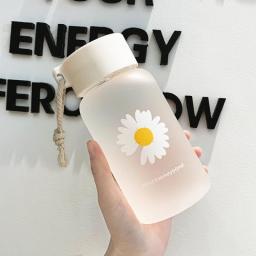 Little Daisy Plastic Cup Summer Clear Frosted Water Cup Simple Fresh Male Female Students Gift Cup Portable Outdoor Water Bottle