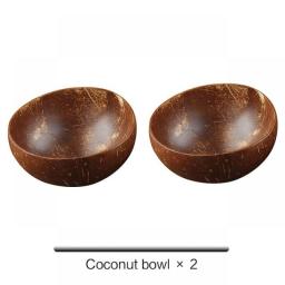 12-15cm  Natural Coconut Bowl Set Wooden Salad Ramen Bowl Coconut Wood Spoon Set Coco Smoothie Kitchen Tableware Coconut Bowl
