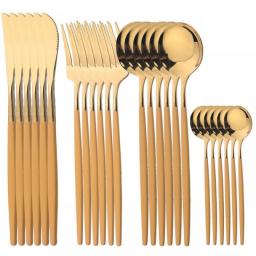 AJOYOUS Tableware Sets Stainless Steel 24Pcs Dinnerware Set Knives Fork Spoons Flatware Kitchen Dinner Western Mirror Silverware