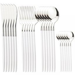 AJOYOUS 24Pcs Tableware Sets Stainless Steel Knife Forks Spoons Dinnerware Mirror Flatware Western Kitchen Dinner Silverware