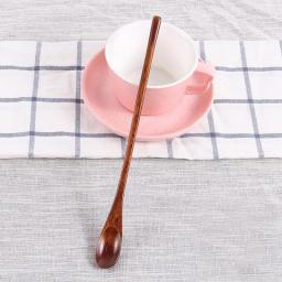 High Quality Wood Tableware Long Handle Coffee Spoon Creative Solid Wooden Tableware Stirring Rod Coffee Milk Cocktail Teaspoons