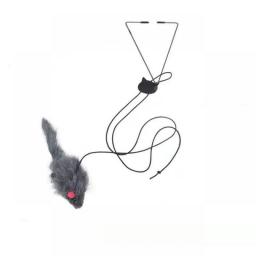 Interactive Cat Toy Hanging Door Retractable Cat Scratch Rope Mouse Long Stick Kitten Feather Toys For Indoor Cats Play Exercise