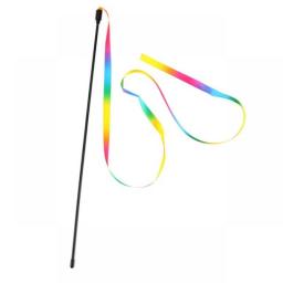 Cat Teaser Interactive Toy Cat Interactive Rod Toy Pet Cat Double-sided Rainbow Ribbon Stick Rainbow Ribbon Funny Cat Stick