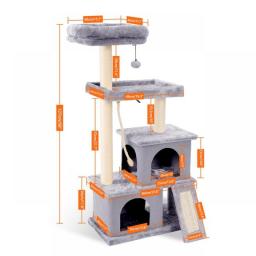 Cat Tree Luxury Cat Towers With Double Condos Spacious Perch Cat Hammock Fully Wrapped Scratching Sisal Post And Dangling Balls
