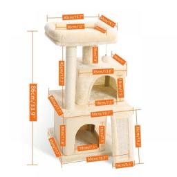Multi Level Cat Tree Condo House Furniture Sisal Scratch Posts For Cat Tower Jumping Toys With Large Blasket Wood Kitten Playing