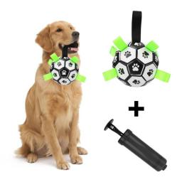 Puppy Outdoor Training Soccer 15cm Dog Bite Chew Balls Interactive Pet Football Toys With Grab Tabs Pets Accessories