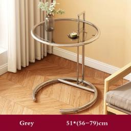 Nordic Creative Glass Lift Coffee Table Transparent Sofa Side Table Simple Modern Designer C-shaped Table Stainless Steel