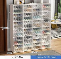 Portable Shoe Storage Organzier Tower, Modular Cabinet For Space Saving, White Ideal Shoe Rack For Sneaker, Boots, Slippers
