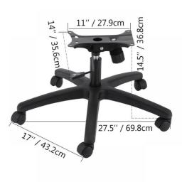 VEVOR 28 Inch Swivel Chair Base Office Chair Replacement Base 5 Inch Stroke Length With Bottom Plate Base Cylinder And 5 Casters