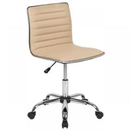 Low Back Designer Armless White Ribbed Swivel Task Office Chair  Office Chair Chrome Frame