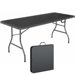 Cosco 6 Foot Camping Outdoor Table Black Centerfold Suitcase Portable Folding Table