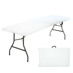 Cosco 8 Foot White Centerfold Suitcase Camping Outdoor Table Portable Folding Table