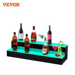 VEVOR LED Lighted Bar Shelf 2 Step Club Wine Bottle Rack Glorifier Holder Multi-Size Home Display Stand Liquor Bottle Sheves