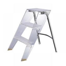 Acrylic Transparent Household Plastic Stepladder Folding Indoor Thickened Herringbone  Storage Three-step Ladder 2023 New