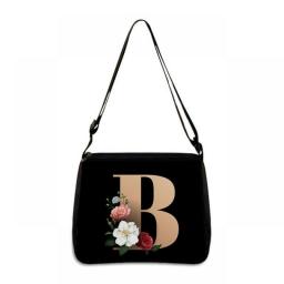 26 Flower Letter Shoulder Bag  Simpl  Designer Handbags Shoulder Canvas Shopping A - Z Alphabet Messenger Bag Party Handbag