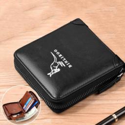 2021 Fashion Men's Coin Purse Wallet RFID Blocking Man Leather Wallet Zipper Business Card Holder ID Money Bag Wallet Male