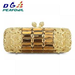 Golden Diamonds Handbags Party Purse With Shoulder Chain Wedding Evening Clutches Fashion Women Gold Small Flap Luxury Crystal