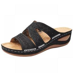 Summer Women Wedge Sandals Premium Orthopedic Open Toe Sandals Vintage Leather Casual Female Platform Retro Shoes