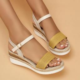 Lucyever Summer Ankle Strap Platform Sandals For Women 2023 Clogs Patchwork Wedge Sandles Woman Plus Size Beach Sandalias 36-43