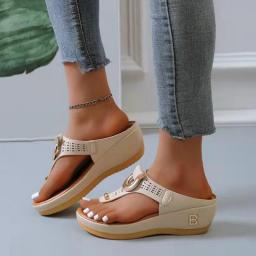 Women New Summer Sandals Open Toe Beach Slippers Flip Flops Wedges Shoes Comfortable Cute Sandals Plu Size Chaussure Femme