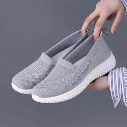 Cheap Mom Summer Mesh Knitting Sneakers Women Breathable Mary Janes Shoes Non-slip Ladies Casual Nurse Office Shoes Ballet Flats