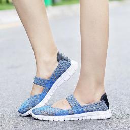 2023 Women Sandals Handmade Woven Flat Shoes Woman Summer Fashion Breathable Casual Slip-On Colorful Female Footwear Loafers