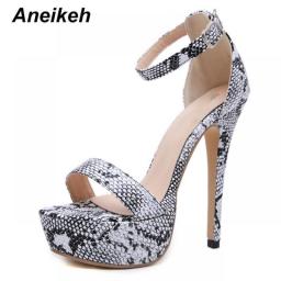 Aneikeh 2023 NEW High Heels Sandals Summer Sexy Ankle Strap Open Toe Party Dress 14CM Platform Gladiator Women Shoes Size 41 42