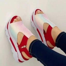 2023 Summer Fashion Peep Toe Shoes Of Women Wedge Platform Sandalias Women Plus Size Height Increase Casual Beach Ladies Sandals