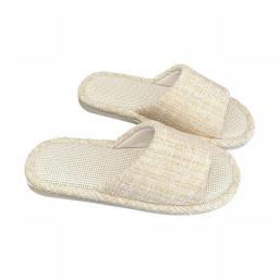Feslishoet Women Open Toe Indoor Slippers Breathable And Sweat Wicking Linen Slides Sweet Guest Slippers Washable Comfy Shoes