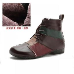 Xiuteng 2022 New Autumn Winter Genuine Leather Retro Round Toe Lacing  Ankle Boots Low Heel All Match Women Shoes Size 35-41