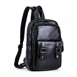 Lightweight Multifunction Men's Backpack Fashion Chest Bag Small Shoulder Bags For Men Crossbody Bag PU Leather Small Backpacks