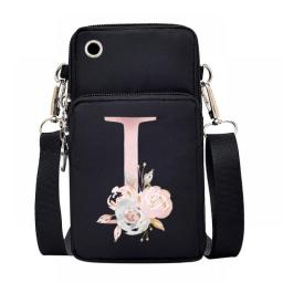 Waterproof Mobile Phone Bag For Iphone/huawei/xiaomi/samsung Universal Pink Flower 26 Letters Cell Phone Case Women Wrist Pack