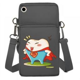 Mobile Phone Bag Arm Pack For Apple/Huawei/Samsung Cell Phone Packet Waterproof Accessories Package Teeth Print Shoulder Bags