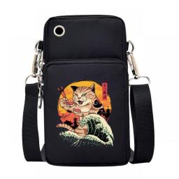 Mobile Cell Phone Bag Case Wrist Bag Universal For Iphone 12 11 Pro Max8 Anime Japan Cat Shopping Coin Purses Shoulder Bags 2023