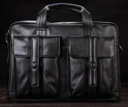 Luxury Men Genuine Leather Briefcase Business Bag Leather Laptop Bag 15.6