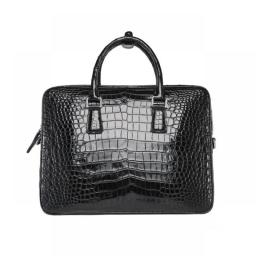 Crocodile Geunine Leather Men Briefcases Zipper Black Business Men Handbag Large Capacity Male Laptap Bag 2022 Cellphone Bags