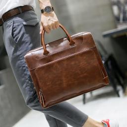 Brand Men's Briefcase Handbag Crazy Horse Pu Leather Messenger Travel Bag Business Men Tote Bags Man Casual Crossbody Briefcases