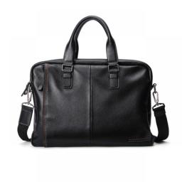 2023 New Natural Cowskin 100Percent Genuine Leather Men's Briefcase Fashion Large Capacity Business Bag Black Male Shoulder Laptop Bag