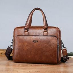 JEEP BULUO High Quality 14 In Laptop Business Bag Men Briefcases For Man Handbags Split Leather Office Large Capacity Bags