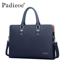 Padieoe Luxury Brand Genuine Leather Men Laptop Bag Briefcase Fashion Men's Business Bags Casual Leather Messenger Bag For Men
