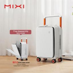 Mixi 2022 New Design Wide Handle Suitcase Men Carry-On Luggage Women Travel Trolley Case 20 Inch Cabin PC Aluminum Frame M9275