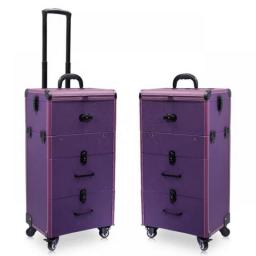 New Women Multi-layer Trolley Cosmetic Baggage Makeup Rolling Luggage Trolley Suitcase Beauty Tattoo Manicure Carry On Toolbox