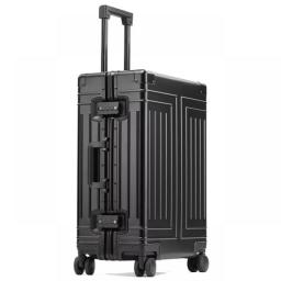 New Top Quality Aluminum Travel Luggage Business Trolley Suitcase Bag Spinner Boarding Carry On Rolling Luggage 20/24/26/29 Inch