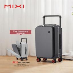 Mixi 2022 New Design Wide Handle Suitcase Men Carry-On Luggage Women Travel Trolley Case 20 Inch Cabin PC Aluminum Frame M9275