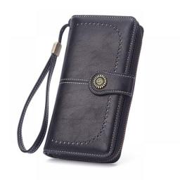 Long Purse Women 2023 New Retro Oil Wax Hollowed Out Wallet Korean Version Large Capacity Mobile Phone Bag