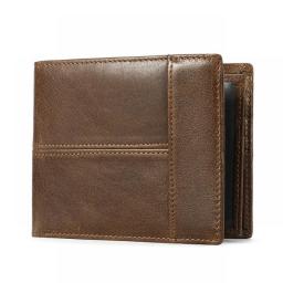 First Layer Cowhide Horizontal Square Men·s Money Clip  Retro Anti-theft Brush Card Wallet Two-fold Genuine Leather Men·s Wallet