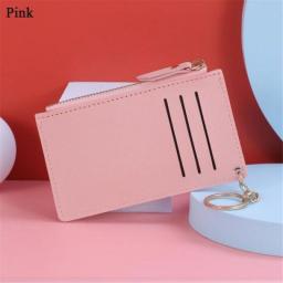 Women Fashion Small Wallet Purse Solid Color PU Leather Mini Coin Purse Wallet Credit Card Holder Bags Zipper Coin Purse