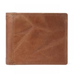 GENODERN Cow Leather Men Wallets With Coin Pocket Vintage Male Purse RFID Blocking Genuine Leather Men Wallet With Card Holders