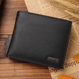 100Percent Genuine Leather Mens Wallet Premium Product Real Cowhide Wallets For Man Short Black Walet Portefeuille Homme