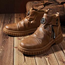 Spring High Top Men's Shoes Martin Boots Men's Fashion Boots Work Dress Sports Shoes Yellow Shoes Men's Chelsea Boots